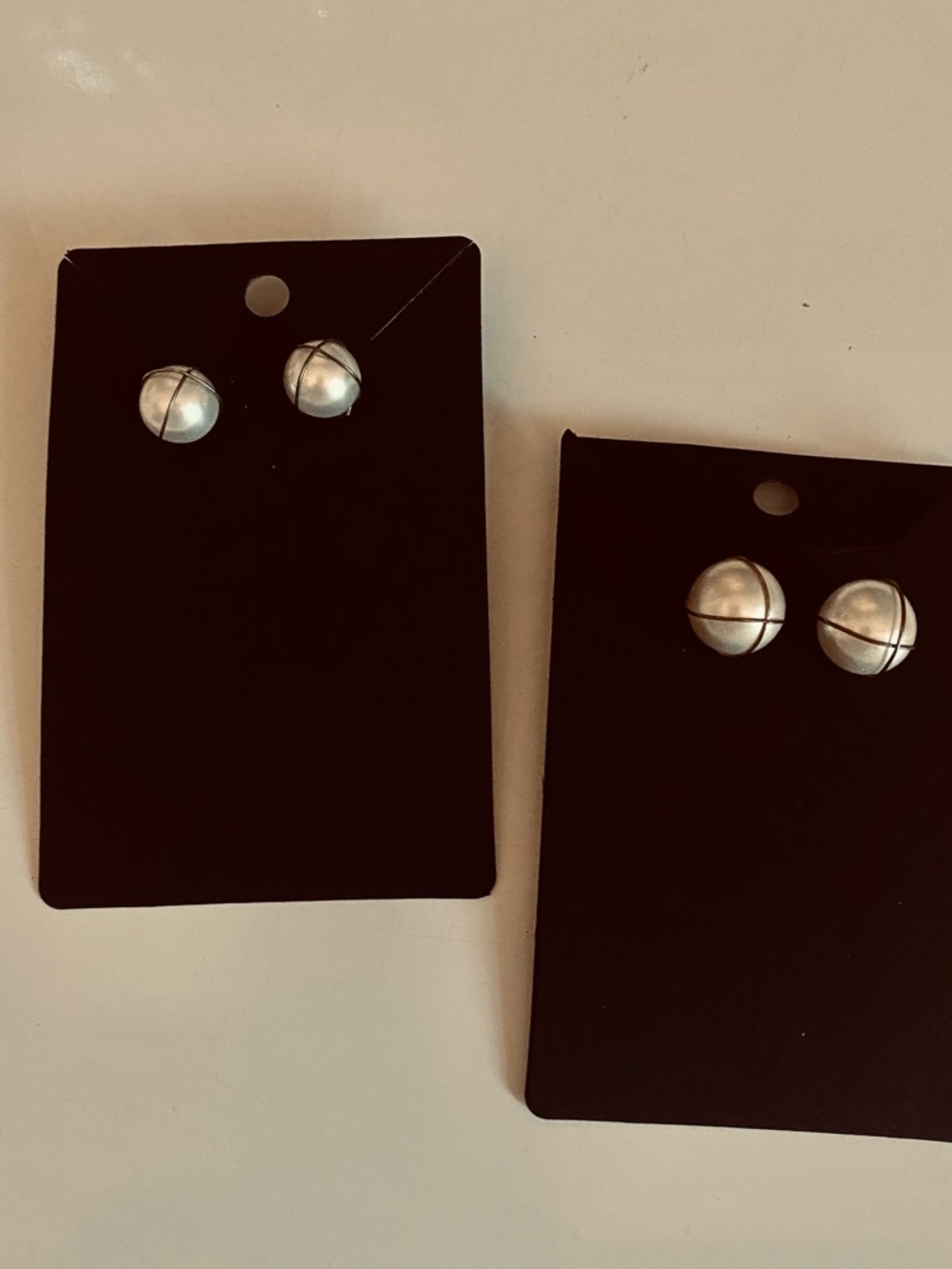 Silver Ball Stud Earrings - Simple Metallic Finish Set of Two different sizes